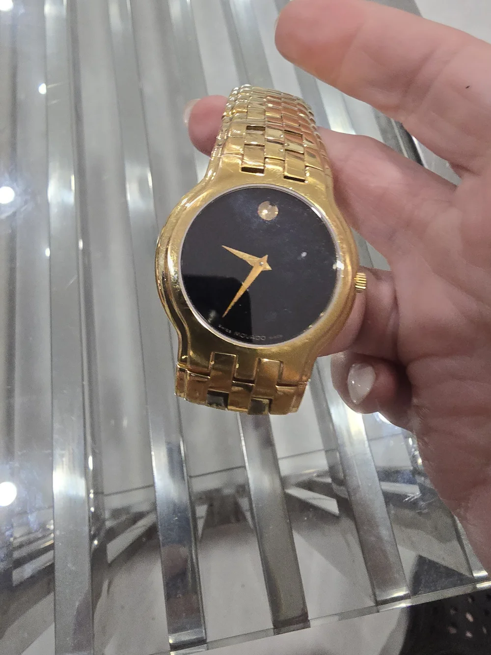 Movado Classic Museum Gold-Tone Watch with Black Dial